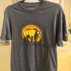 Columbia Men's Charcoal and Yellow Bear Graphic Tee